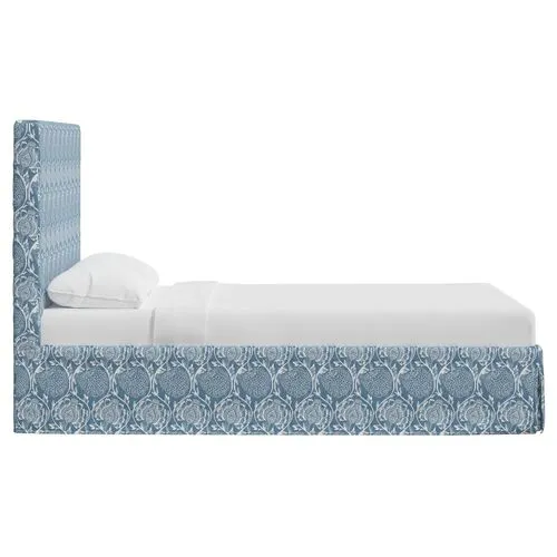 Juliet Slipcover Bed - Ranjit Floral - Handcrafted - Blue