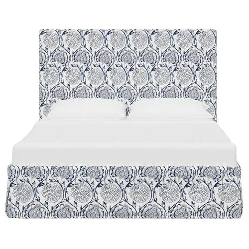 Juliet Slipcover Bed - Ranjit Floral - Handcrafted - Blue