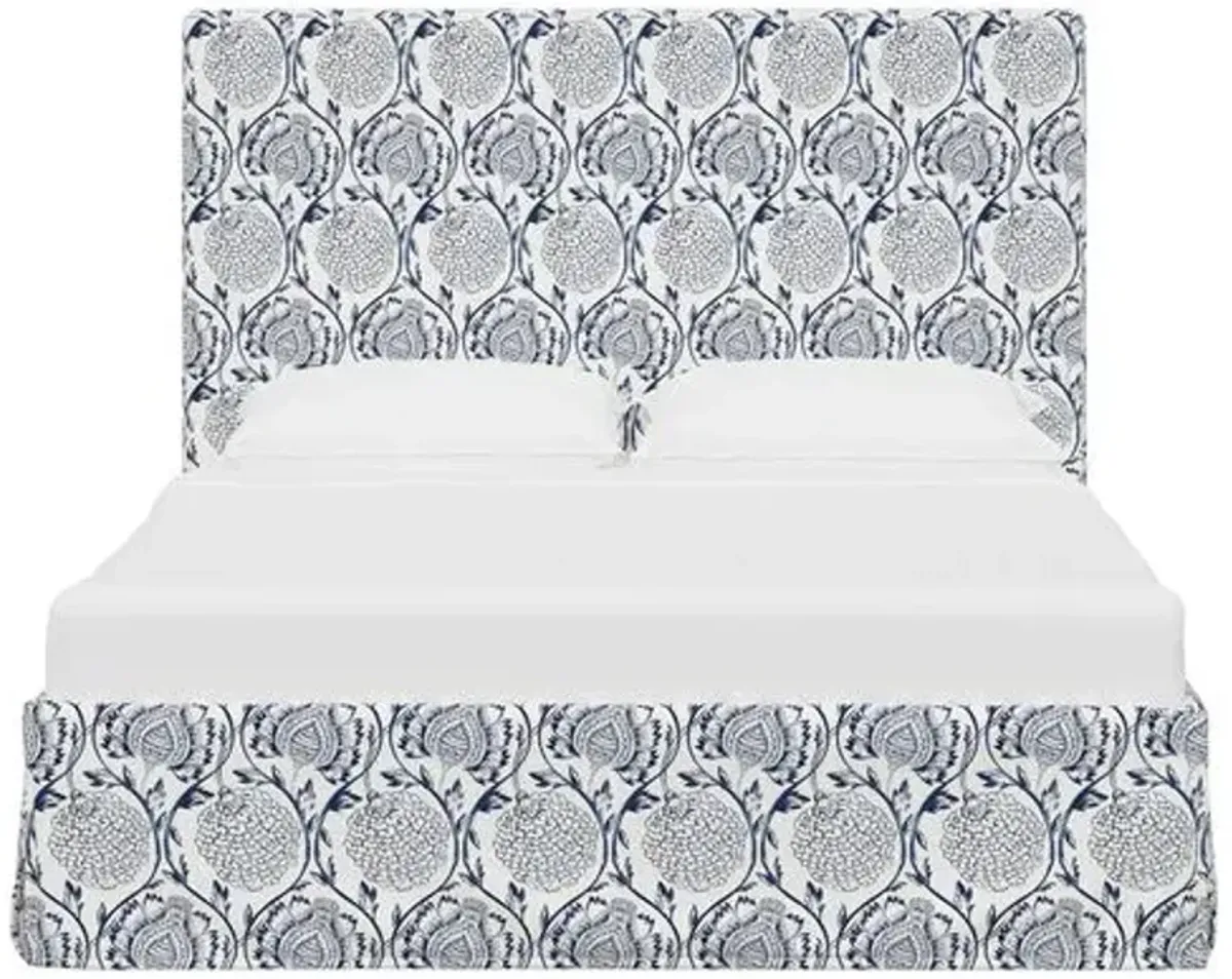 Juliet Slipcover Bed - Ranjit Floral - Handcrafted - Blue