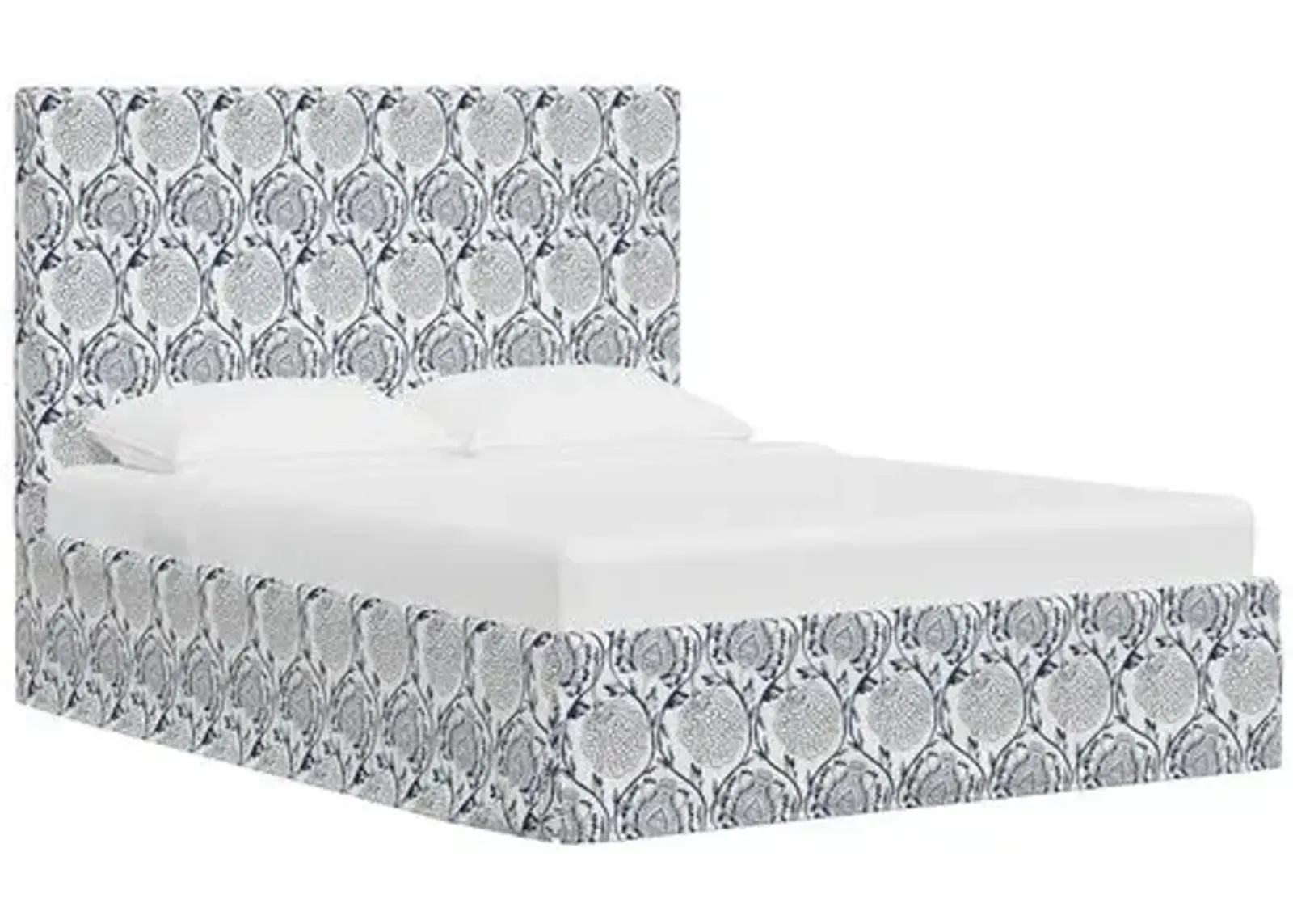 Juliet Slipcover Bed - Ranjit Floral - Handcrafted - Blue