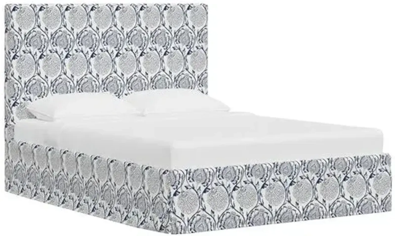 Juliet Slipcover Bed - Ranjit Floral - Handcrafted - Blue