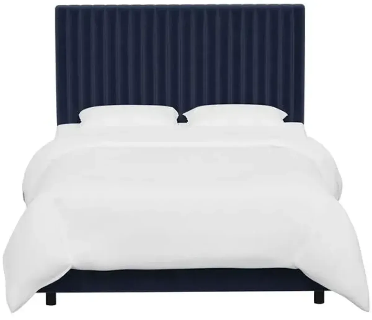 Rosalie Channeled Bed - Velvet - Handcrafted - Blue