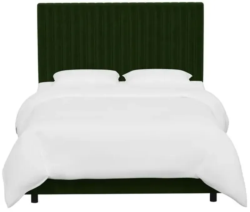 Rosalie Channeled Bed - Velvet - Handcrafted - Green