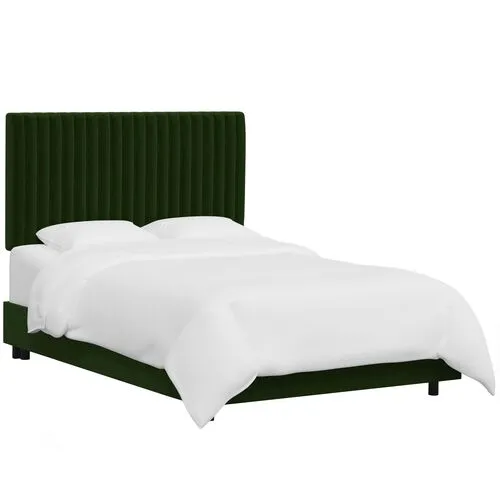 Rosalie Channeled Bed - Velvet - Handcrafted - Green