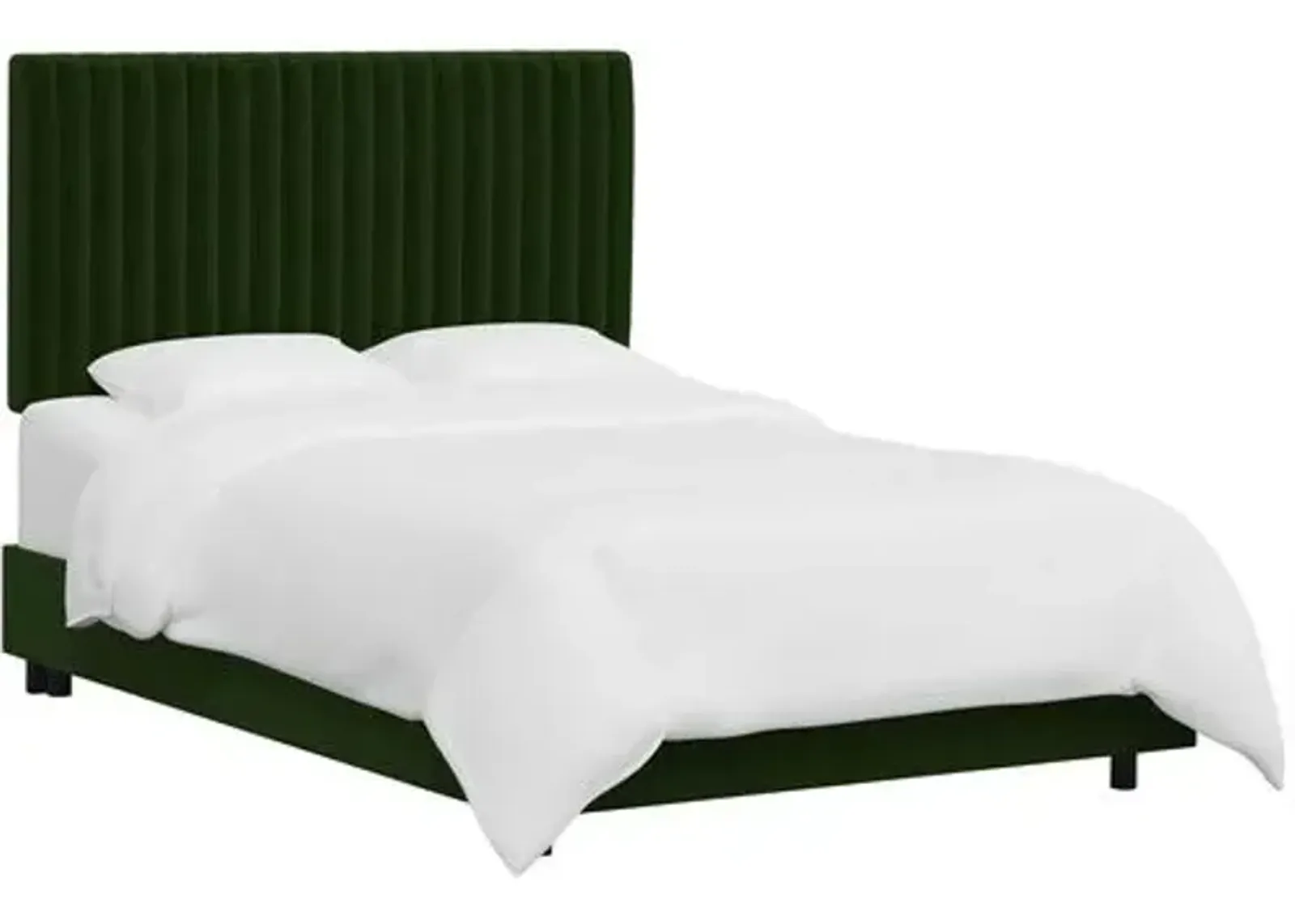 Rosalie Channeled Bed - Velvet - Handcrafted - Green