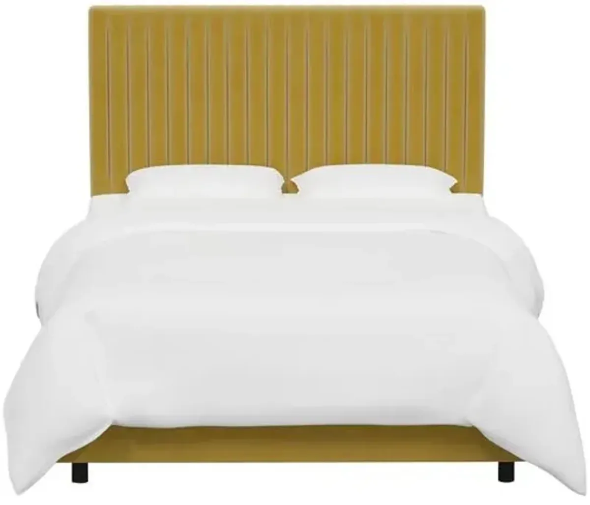 Rosalie Channeled Bed - Velvet - Handcrafted - Yellow