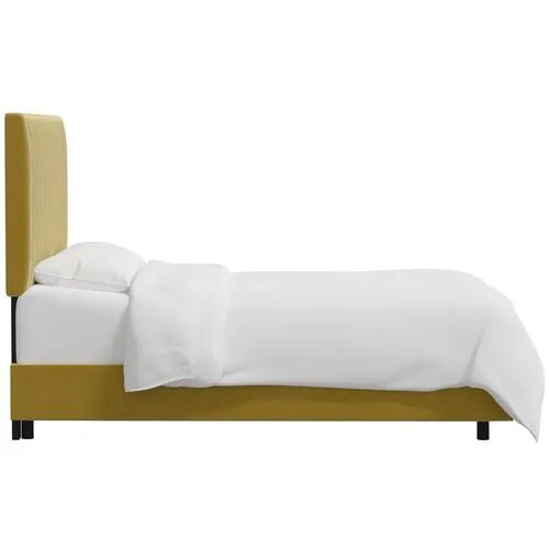 Rosalie Channeled Bed - Velvet - Handcrafted - Yellow