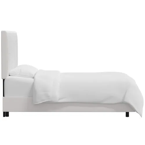 Rosalie Channeled Bed - Velvet - Handcrafted - White
