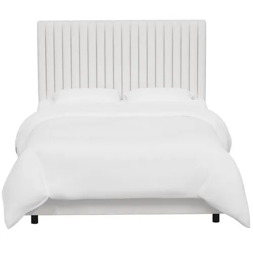 Rosalie Channeled Bed - Velvet - Handcrafted - White