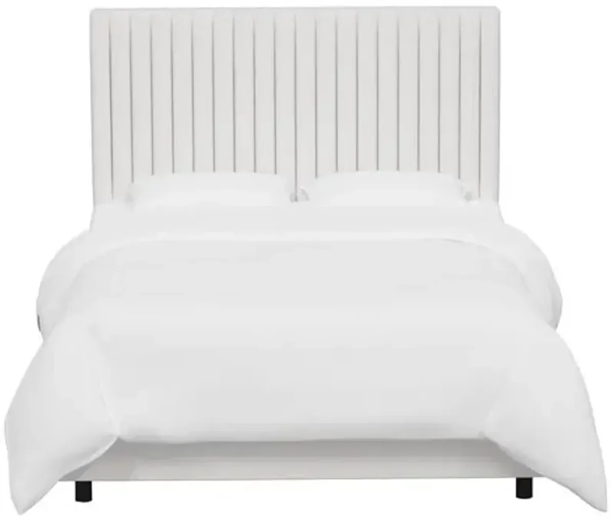 Rosalie Channeled Bed - Velvet - Handcrafted - White