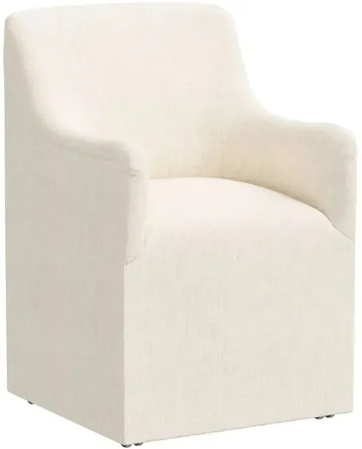 Tess Dining Armchair with Casters - Linen - Handcrafted - Ivory