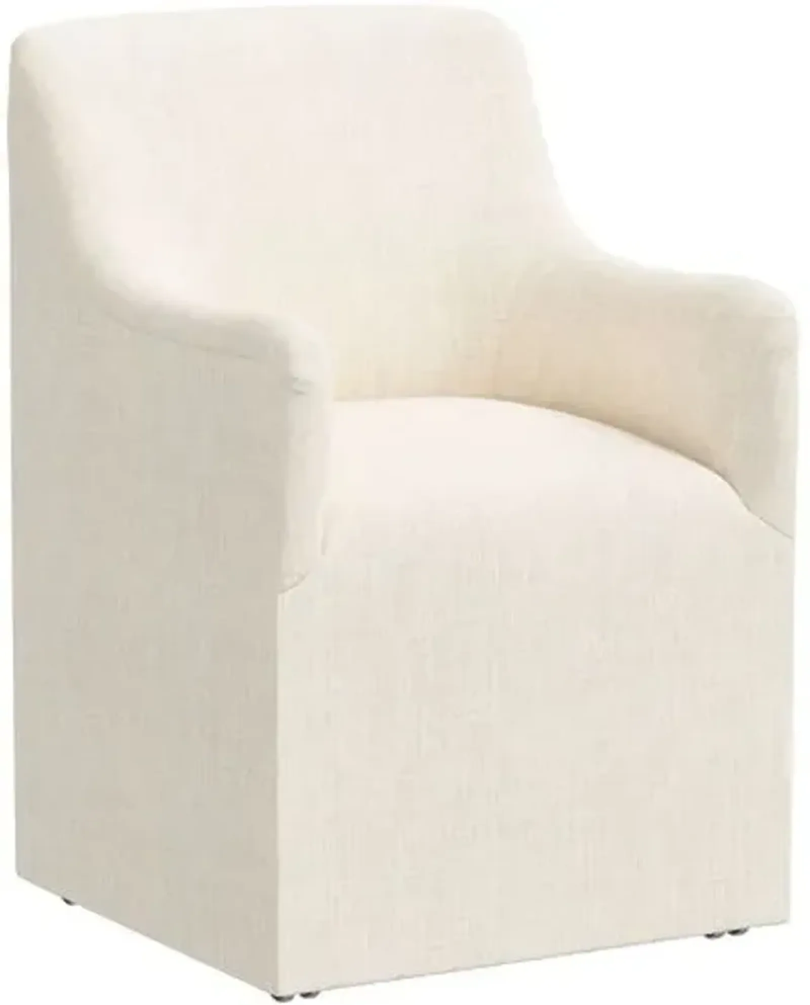 Tess Dining Armchair with Casters - Linen - Handcrafted - Ivory