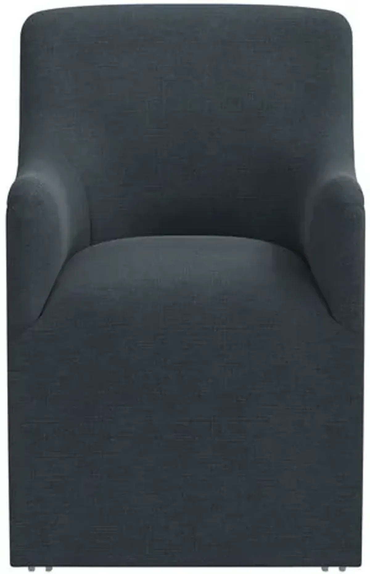 Tess Dining Armchair with Casters - Linen - Handcrafted - Blue