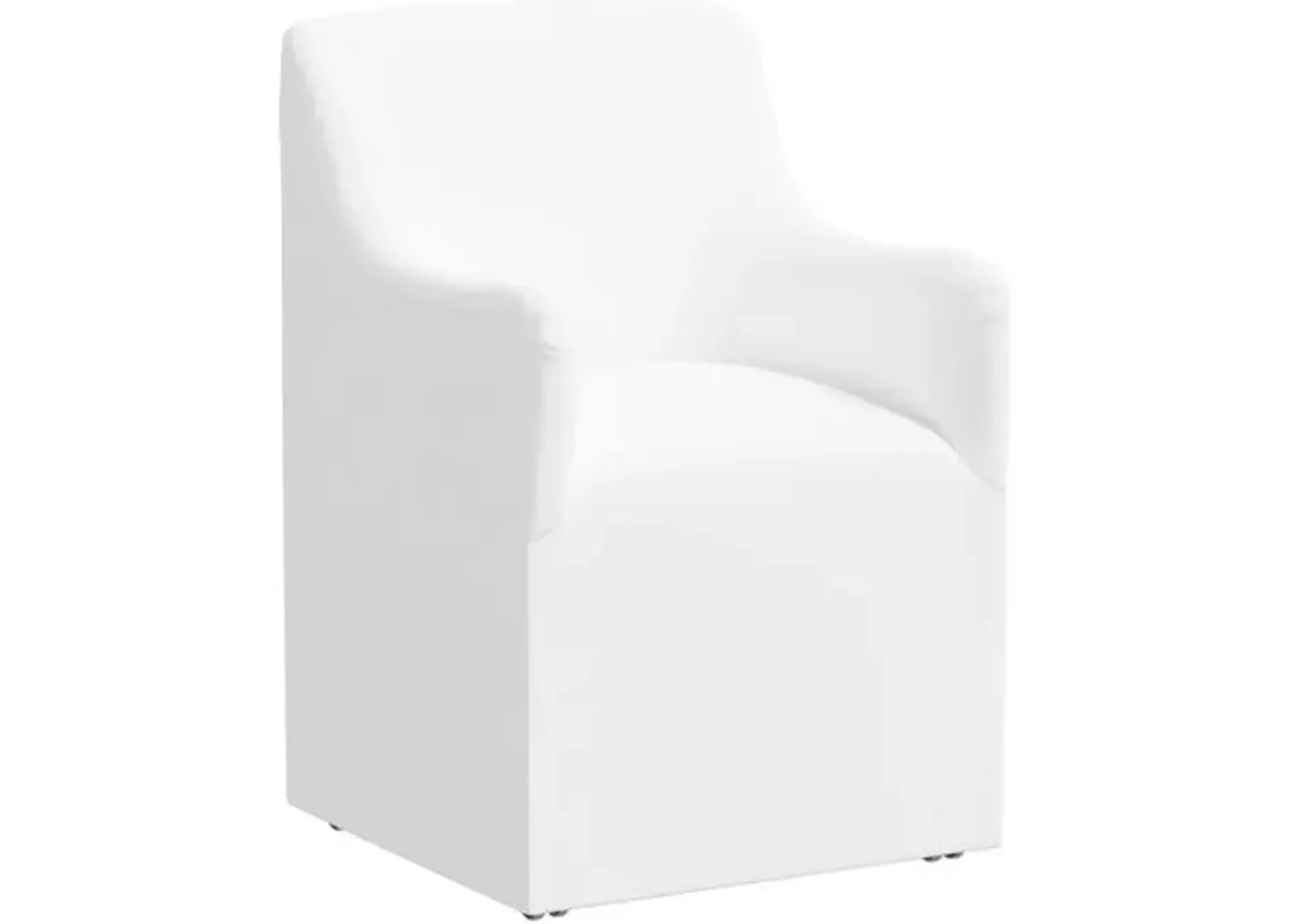 Tess Dining Armchair with Casters - Linen - Handcrafted - White