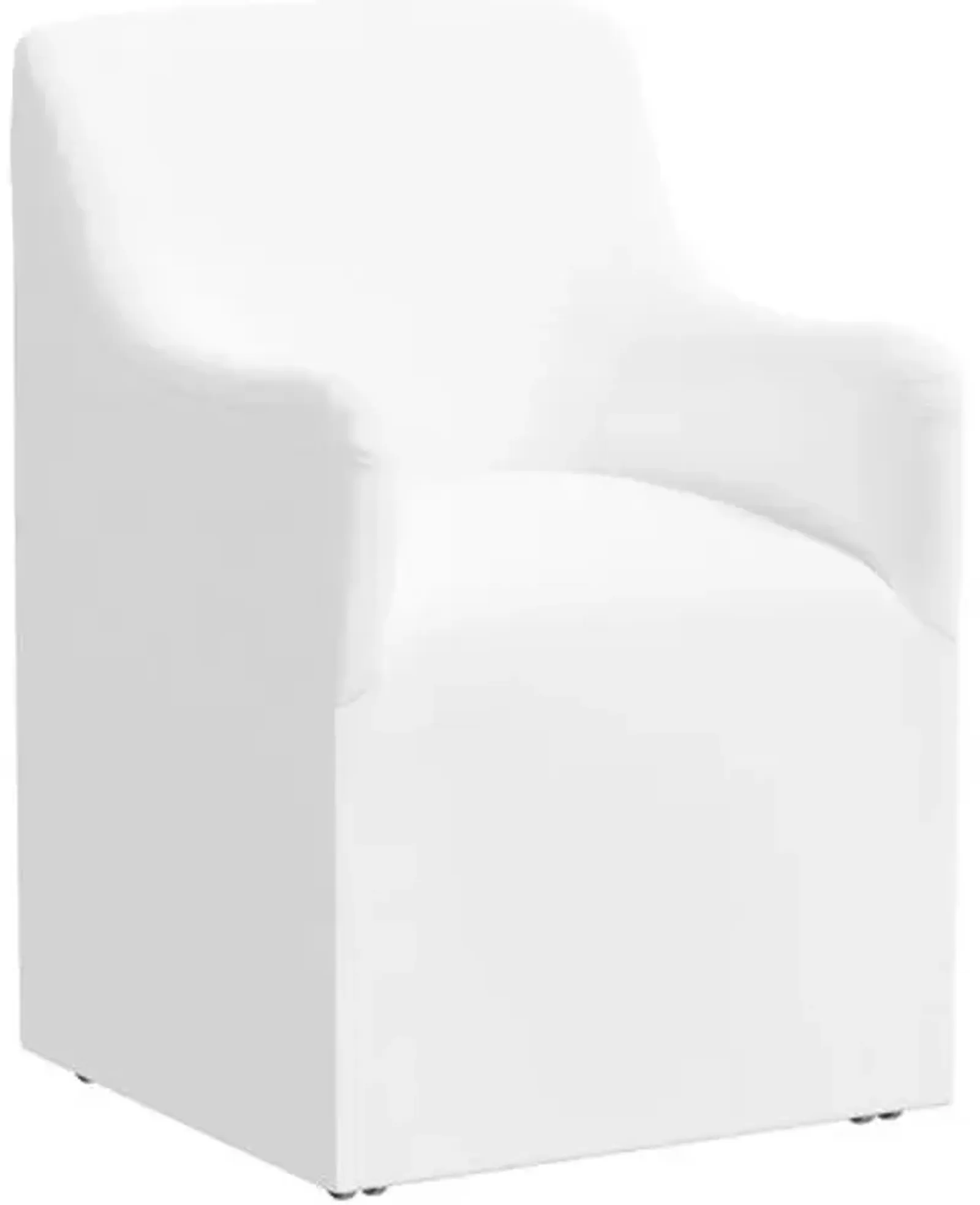 Tess Dining Armchair with Casters - Linen - Handcrafted - White