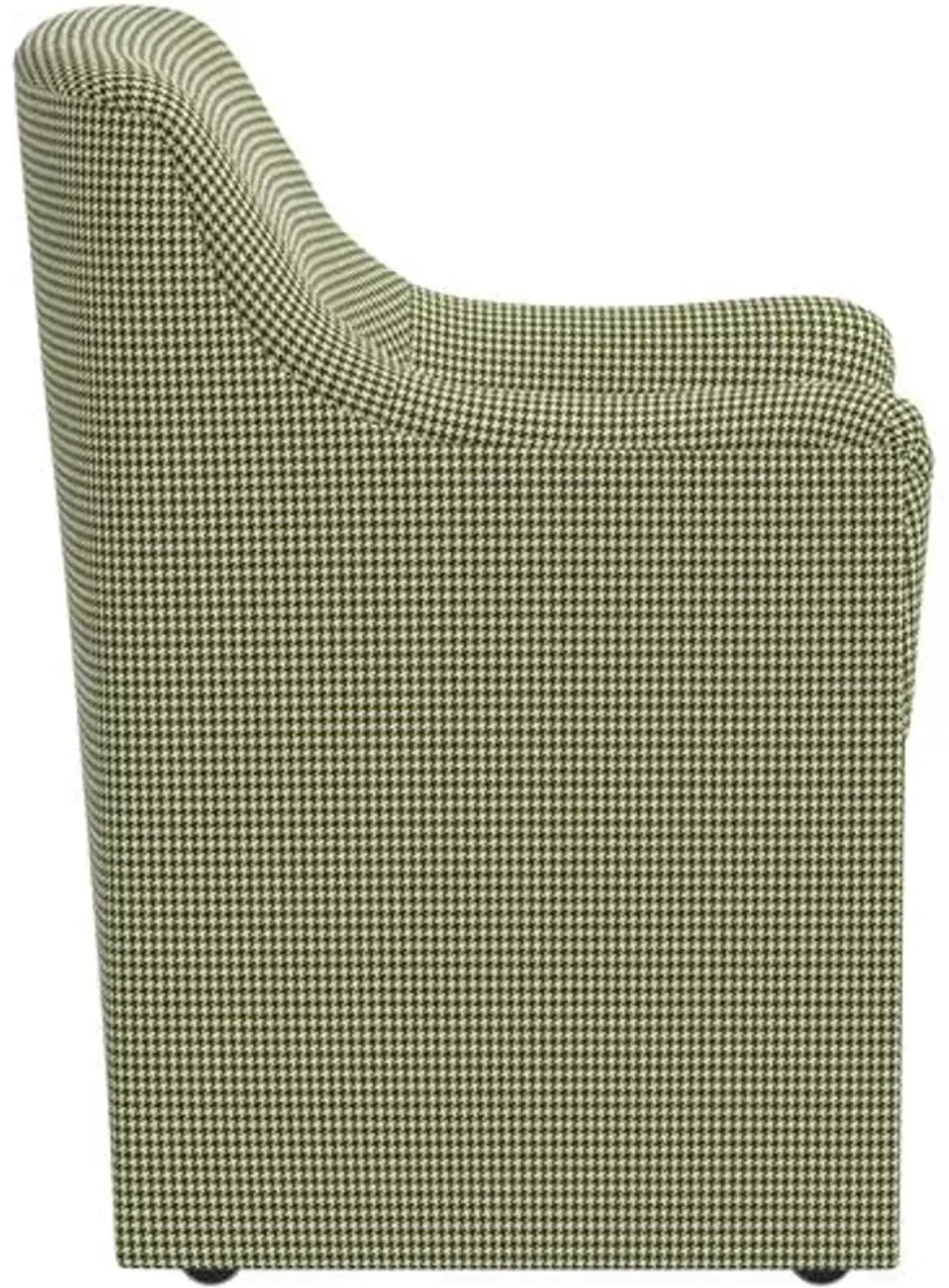 Tess Dining Armchair with Casters - Houndstooth Avocado - Handcrafted - Green