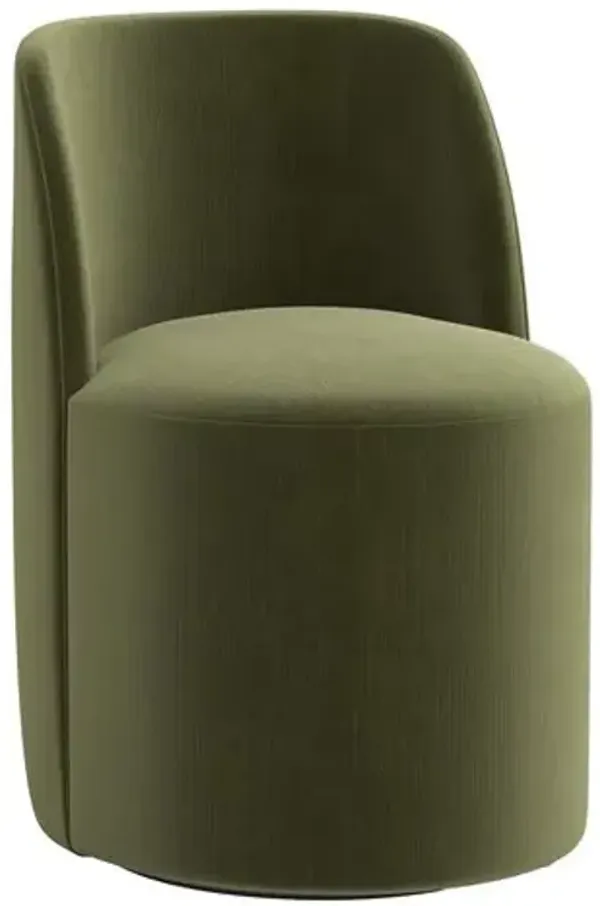Cora Swivel Dining Chair - Performance Velvet - Handcrafted - Green