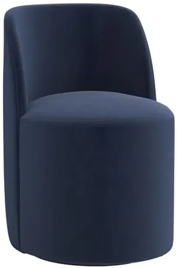 Cora Swivel Dining Chair - Performance Velvet - Handcrafted - Blue