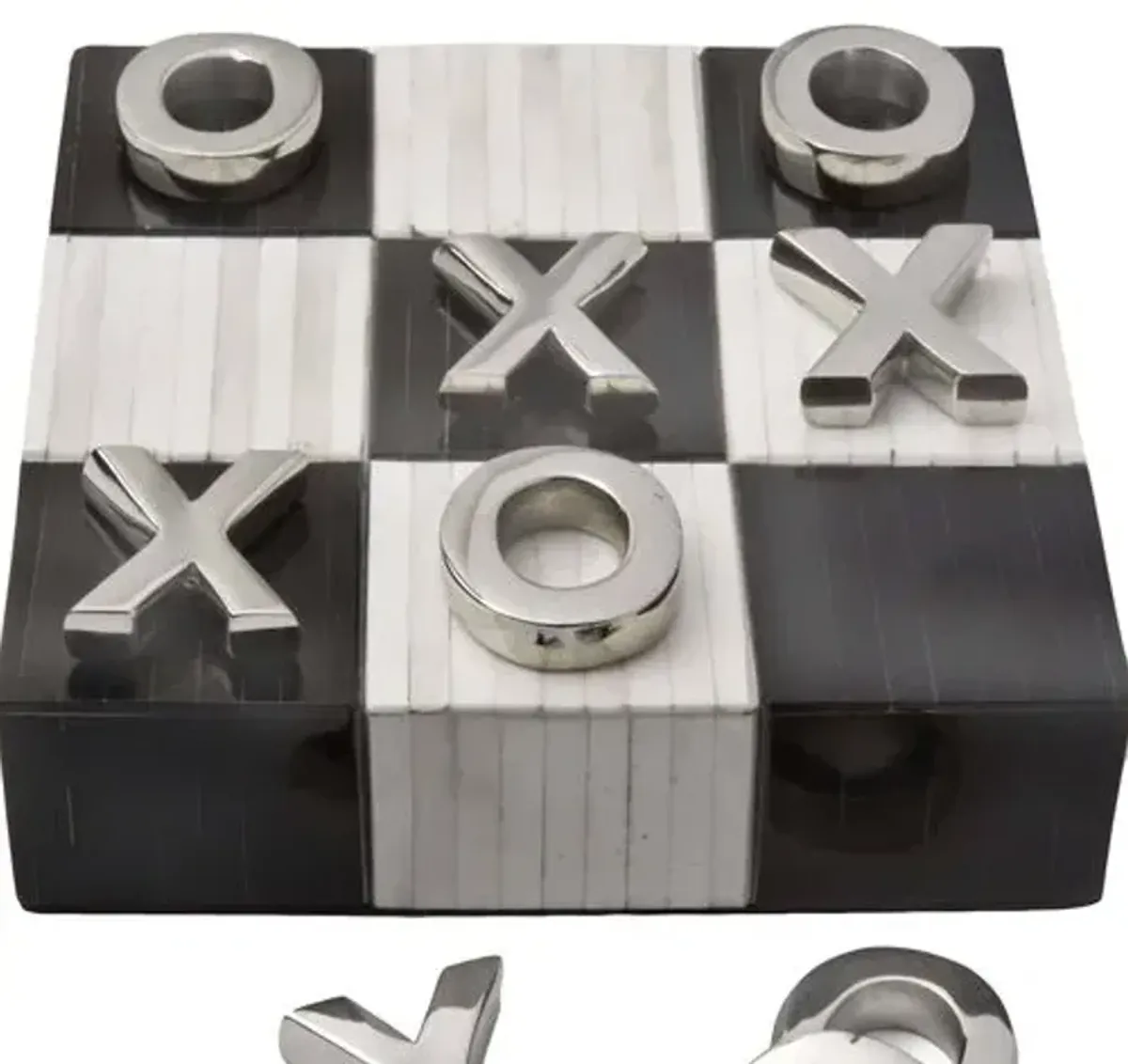 Tic Tac Toe Flat Board - Black/White Bone - Regina Andrew