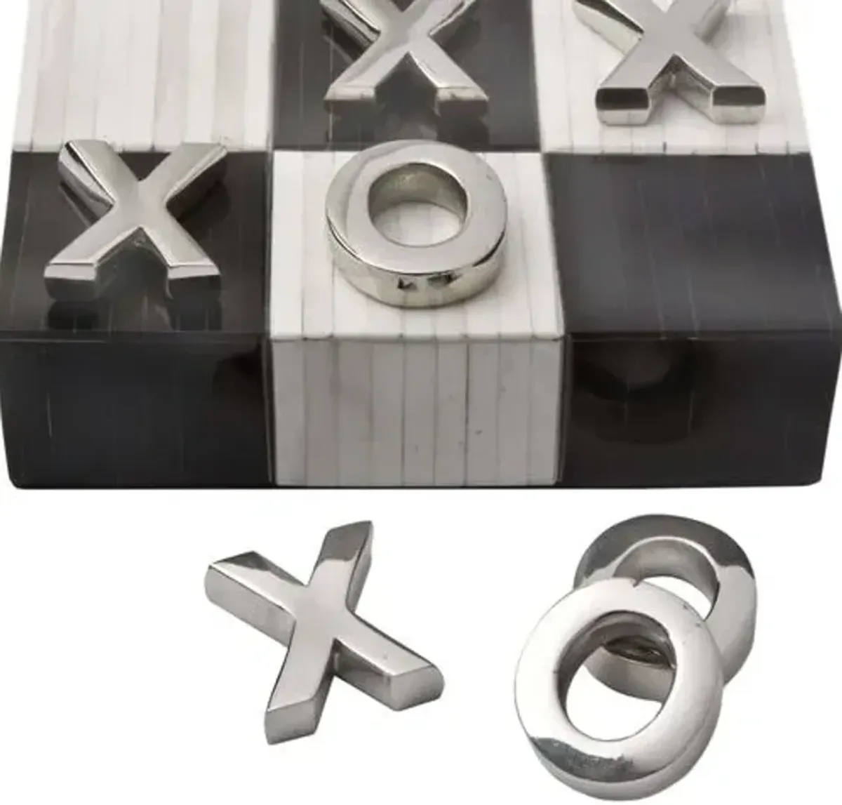 Tic Tac Toe Flat Board - Black/White Bone - Regina Andrew