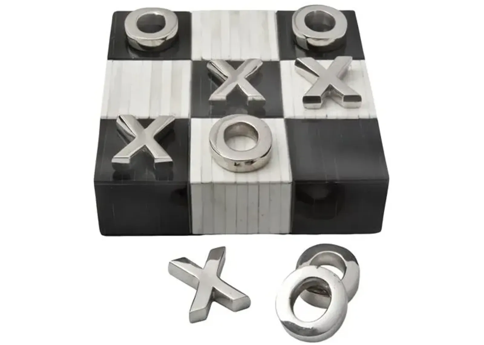 Tic Tac Toe Flat Board - Black/White Bone - Regina Andrew