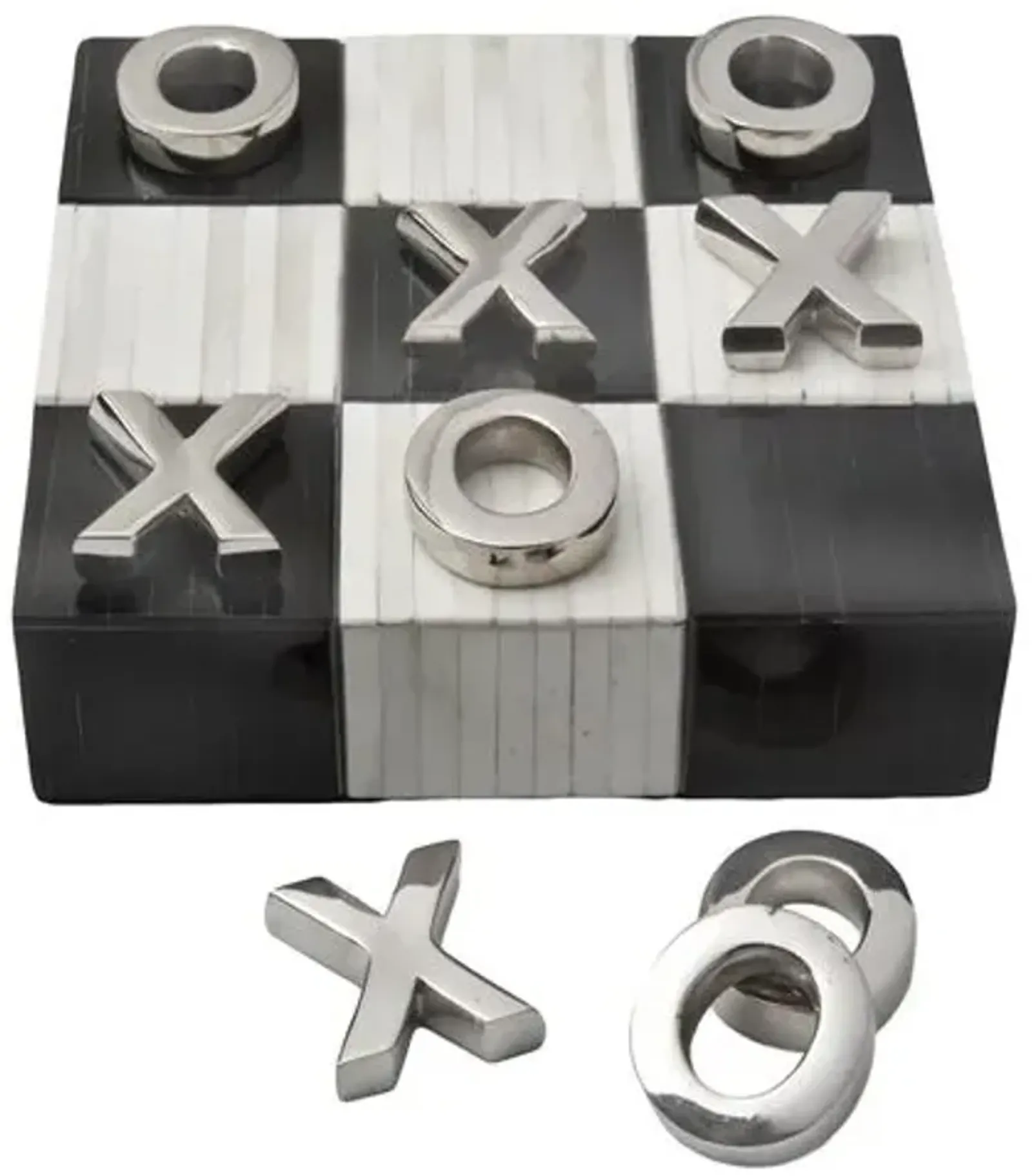 Tic Tac Toe Flat Board - Black/White Bone - Regina Andrew