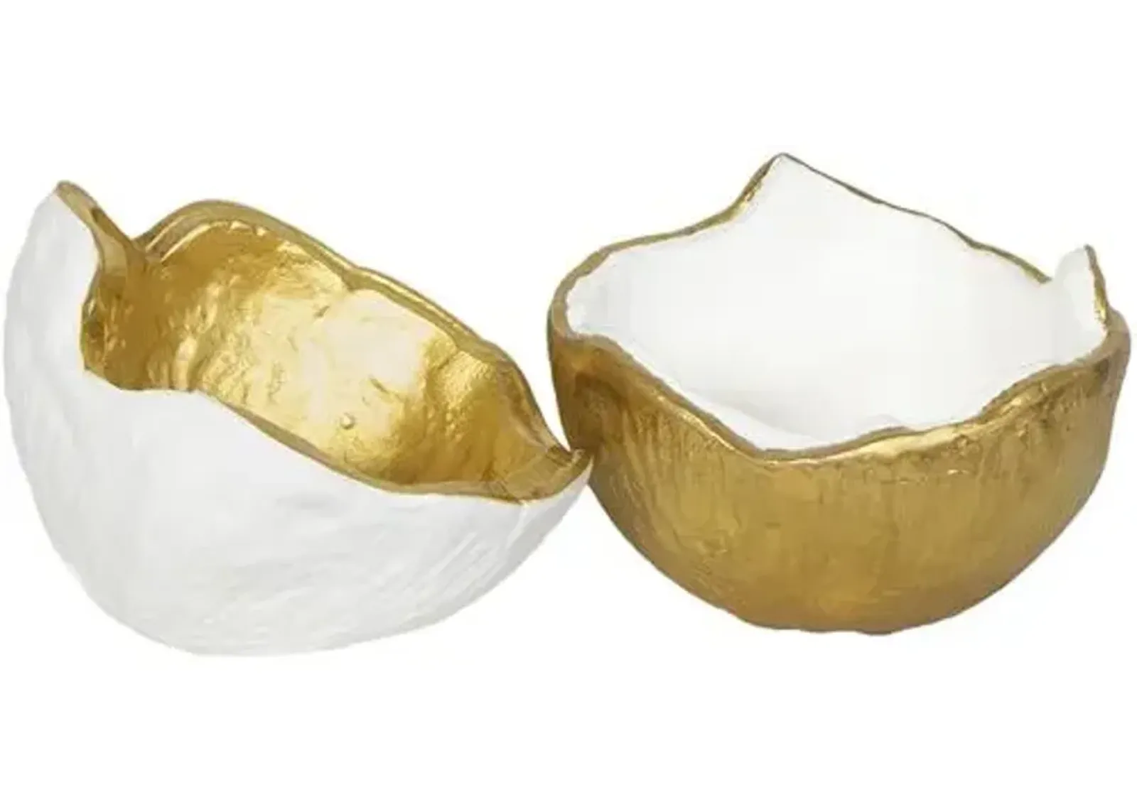 Pina Metal Bowl Set - White/Gold - Regina Andrew