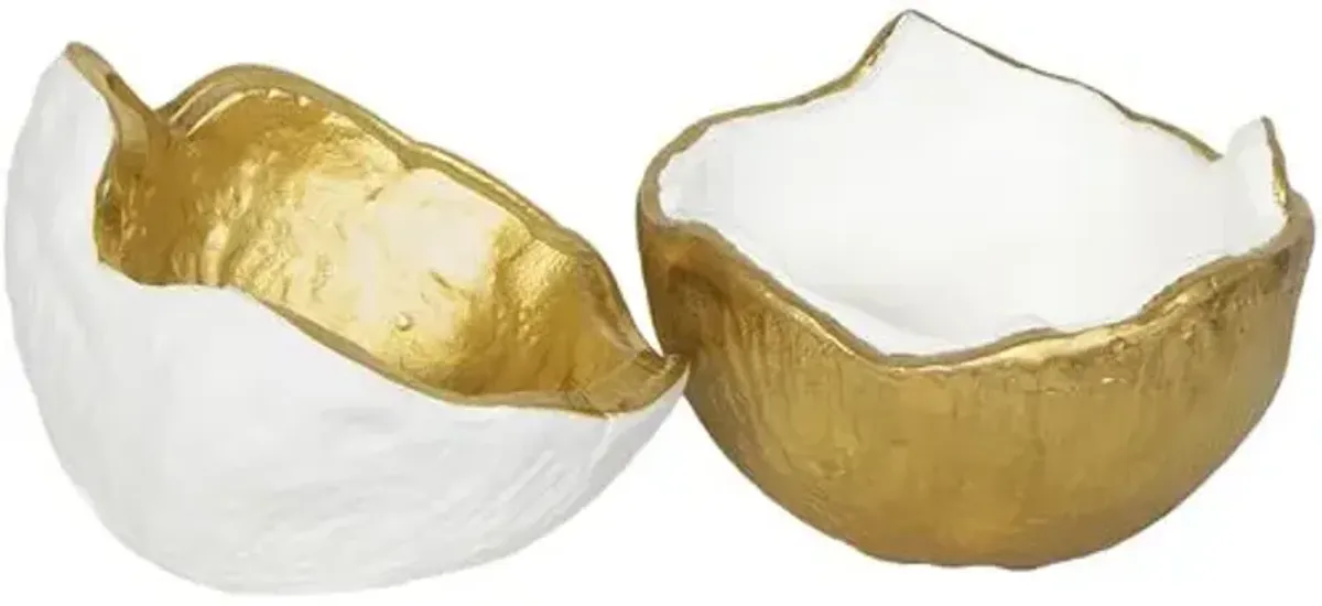 Pina Metal Bowl Set - White/Gold - Regina Andrew