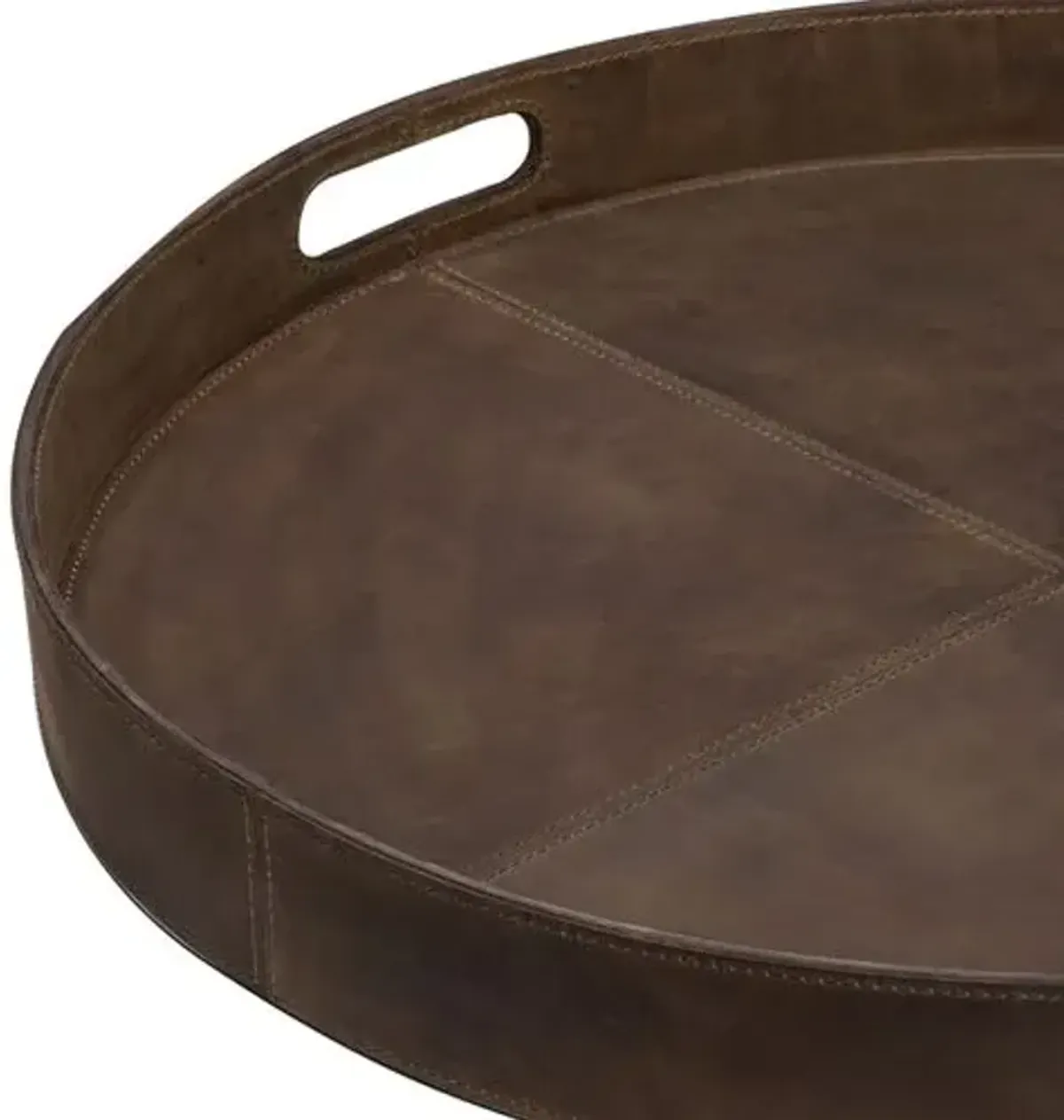 Derby Round Leather Tray - Regina Andrew - Handcrafted - Brown