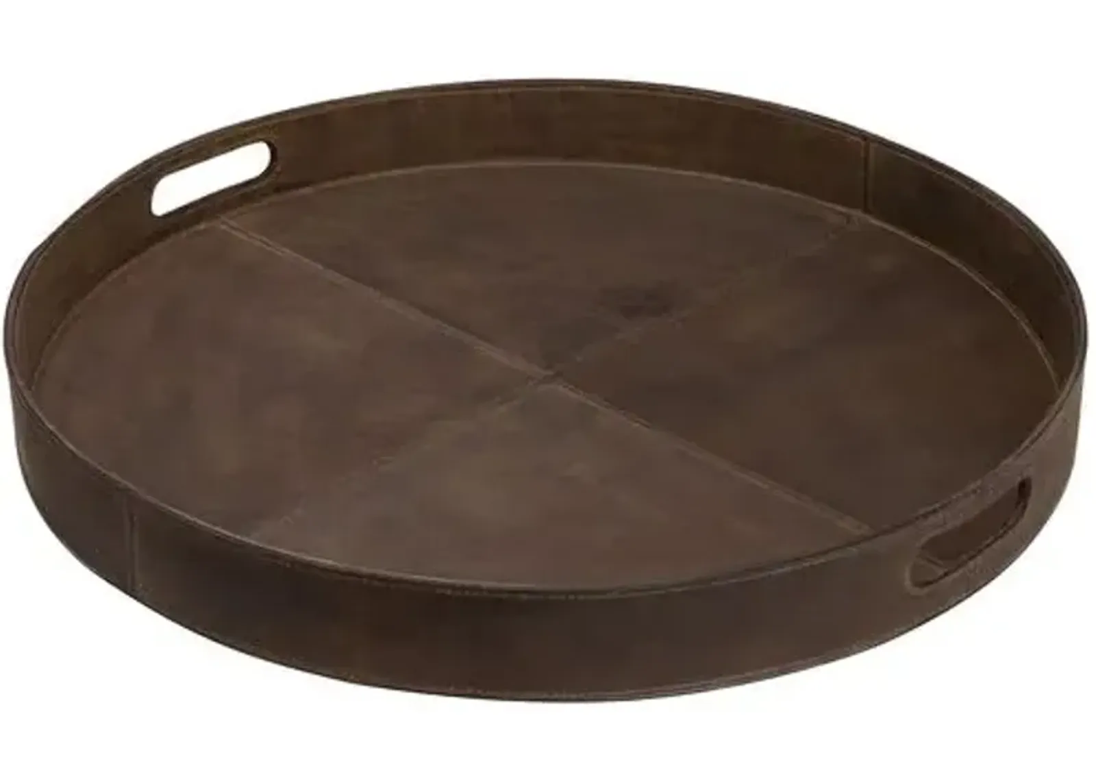 Derby Round Leather Tray - Regina Andrew - Handcrafted - Brown