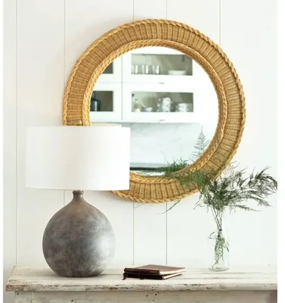 Pierre Round Rattan Wall Mirror - Natural - Regina Andrew