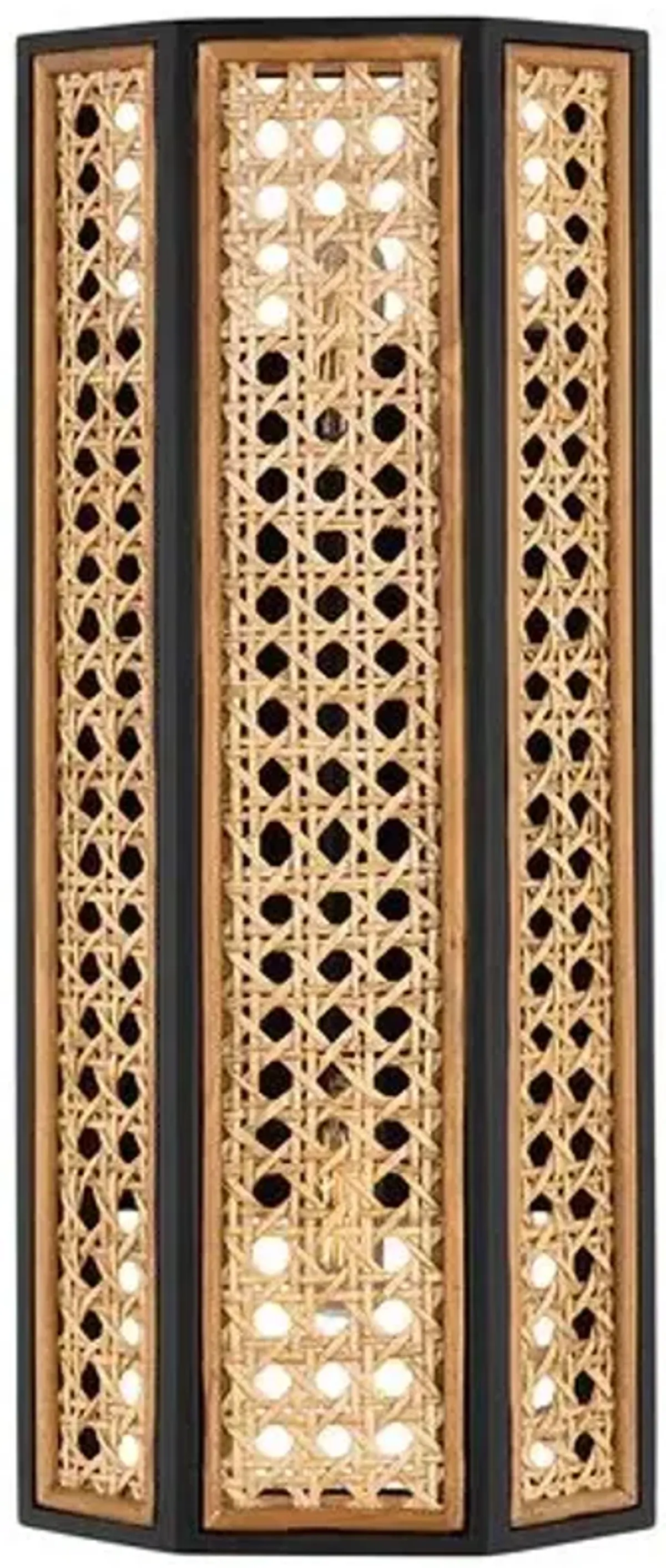 Georgia Rattan Wall Sconce - Natural/Old Bronze - Black