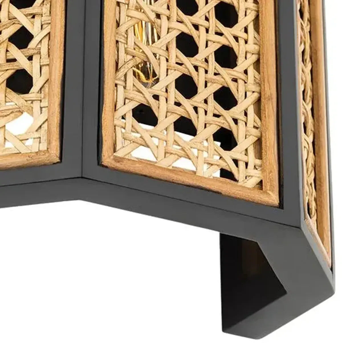 Georgia Rattan Wall Sconce - Natural/Old Bronze - Black