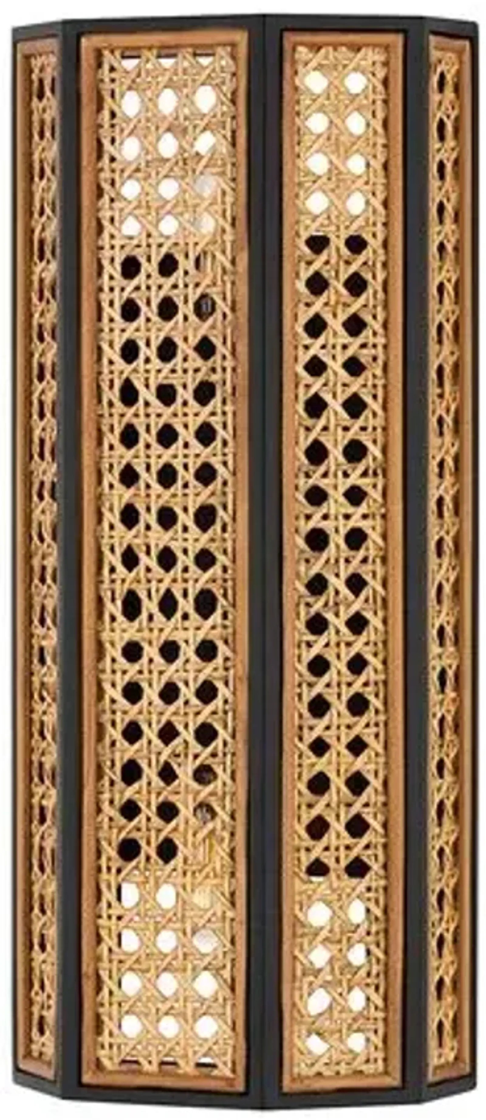 Georgia Rattan Wall Sconce - Natural/Old Bronze - Black