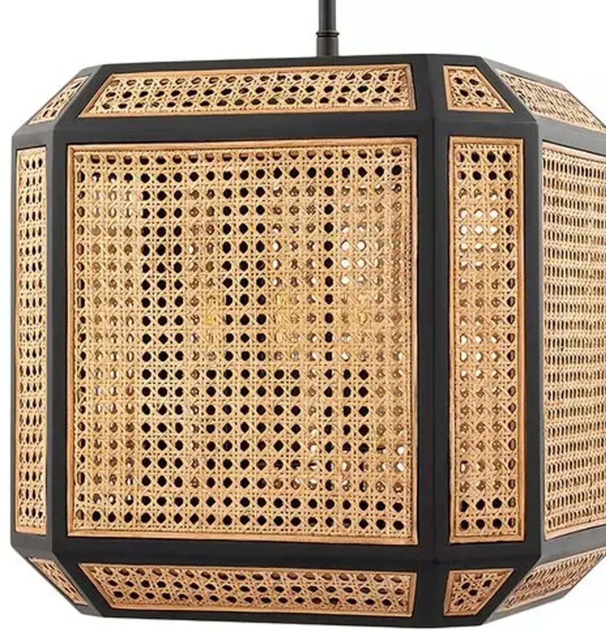 Georgia Rattan Pendant - Natural/Old Bronze - Black