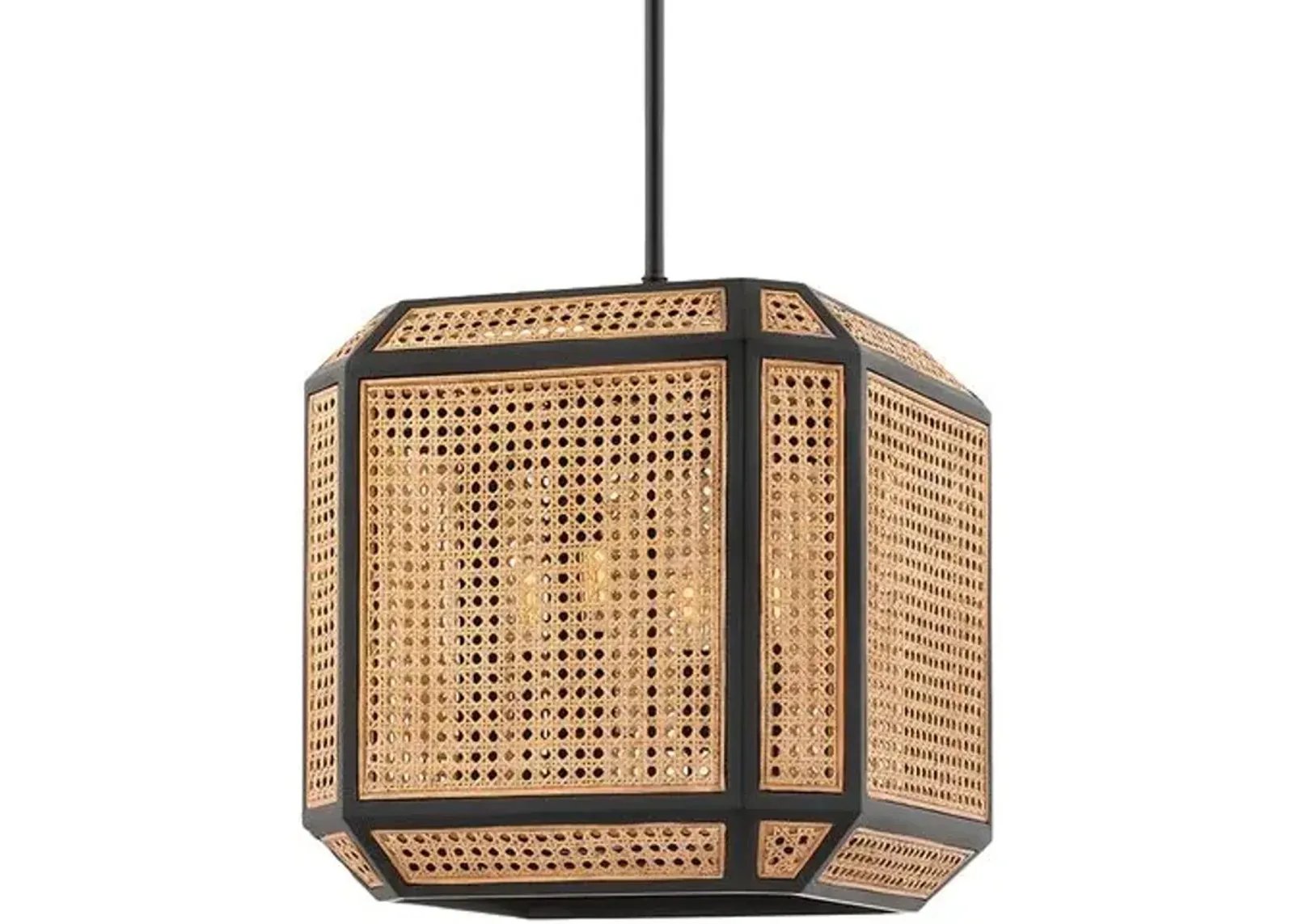 Georgia Rattan Pendant - Natural/Old Bronze - Black