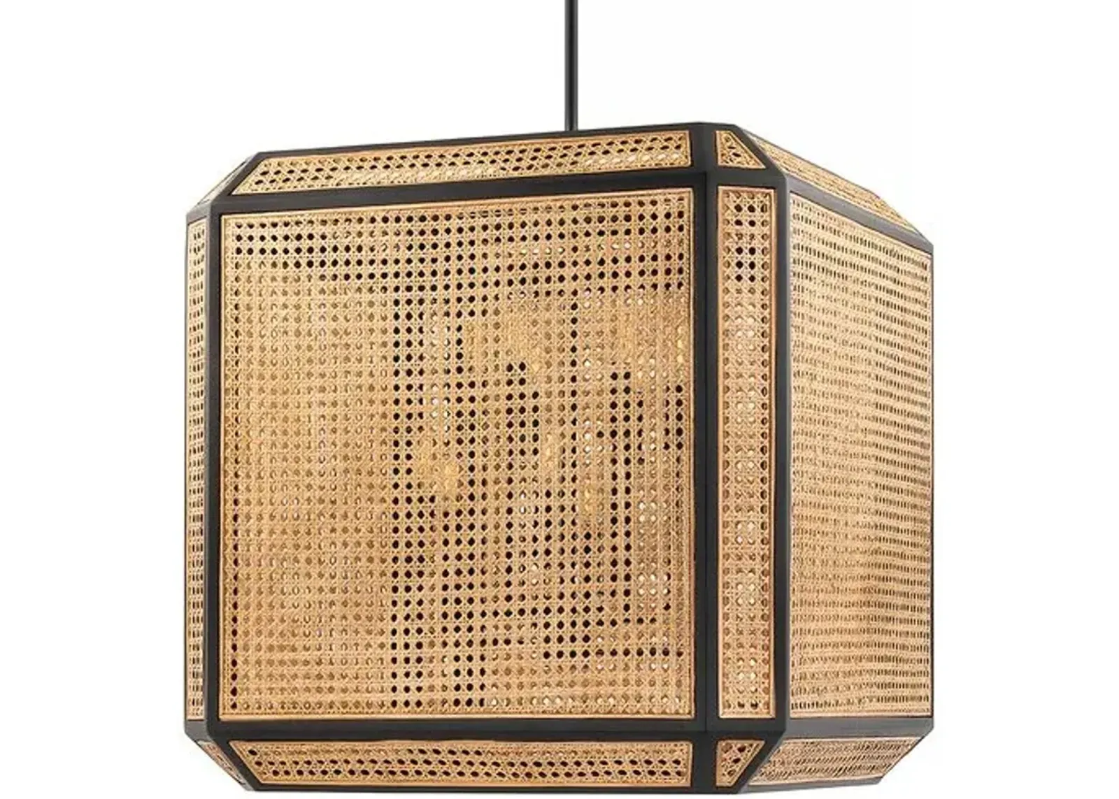 Georgia Rattan Chandelier - Natural/Old Bronze - Black