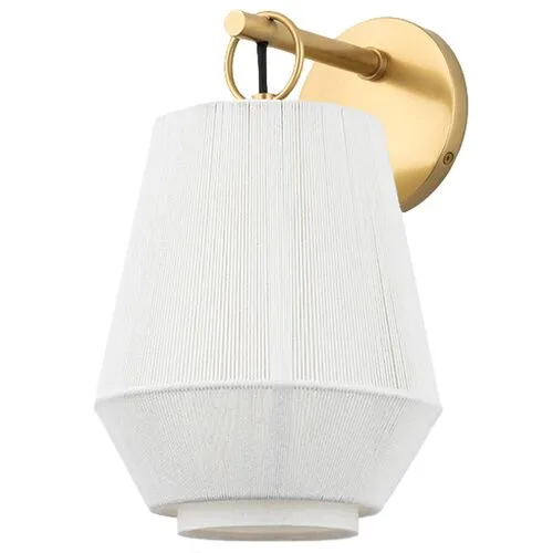 Debi Belgian Linen Wall Sconce - White/Aged Brass - Gold