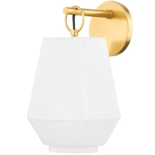 Debi Belgian Linen Wall Sconce - White/Aged Brass - Gold