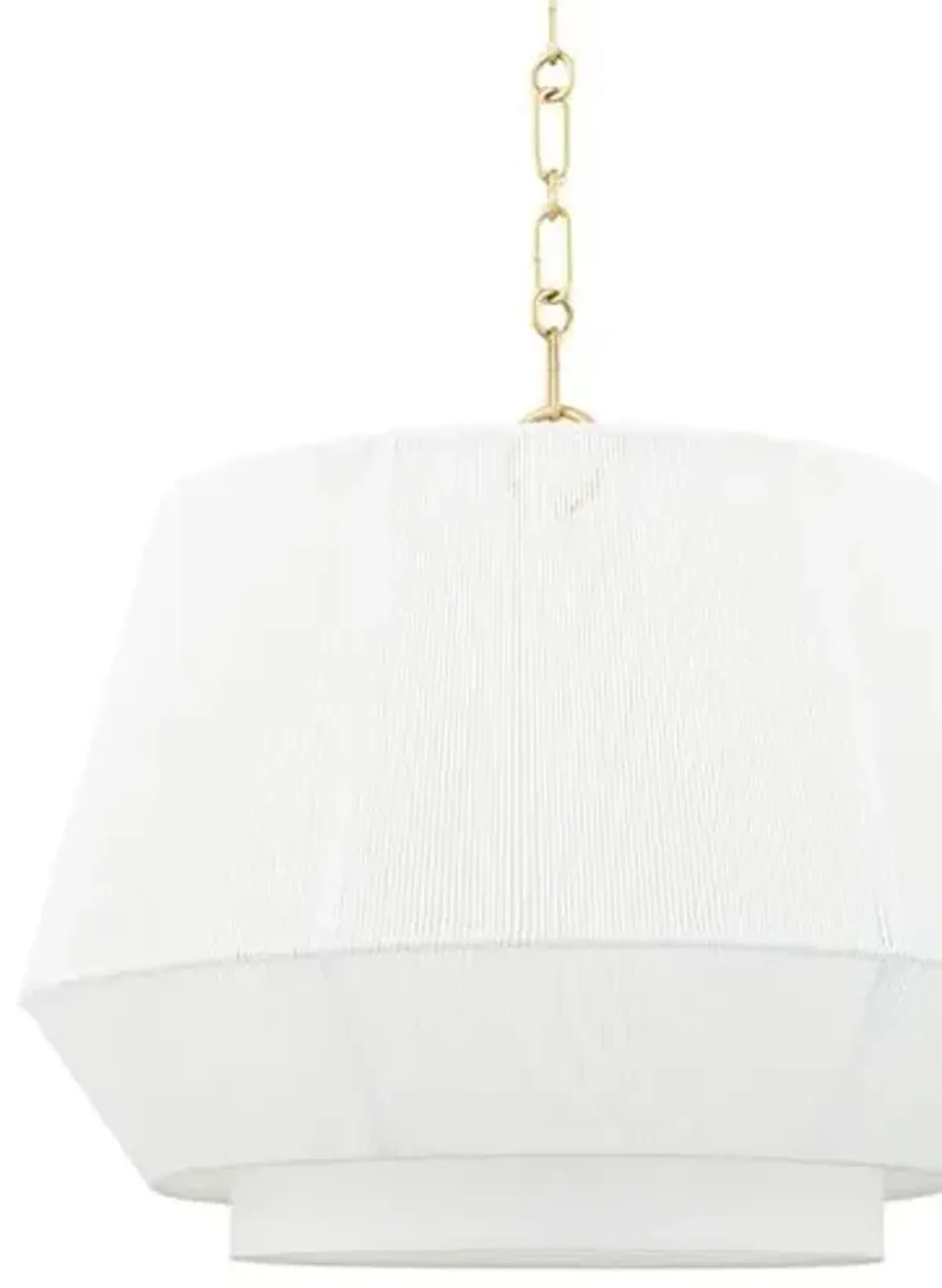 Debi Belgian Linen Pendant - White/Aged Brass - Gold