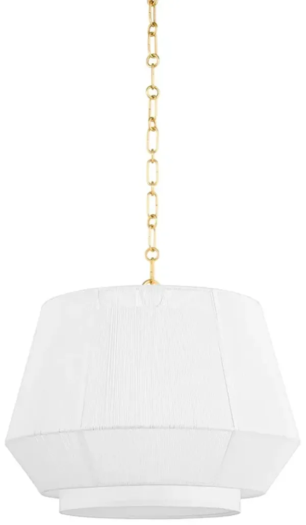 Debi Belgian Linen Pendant - White/Aged Brass - Gold