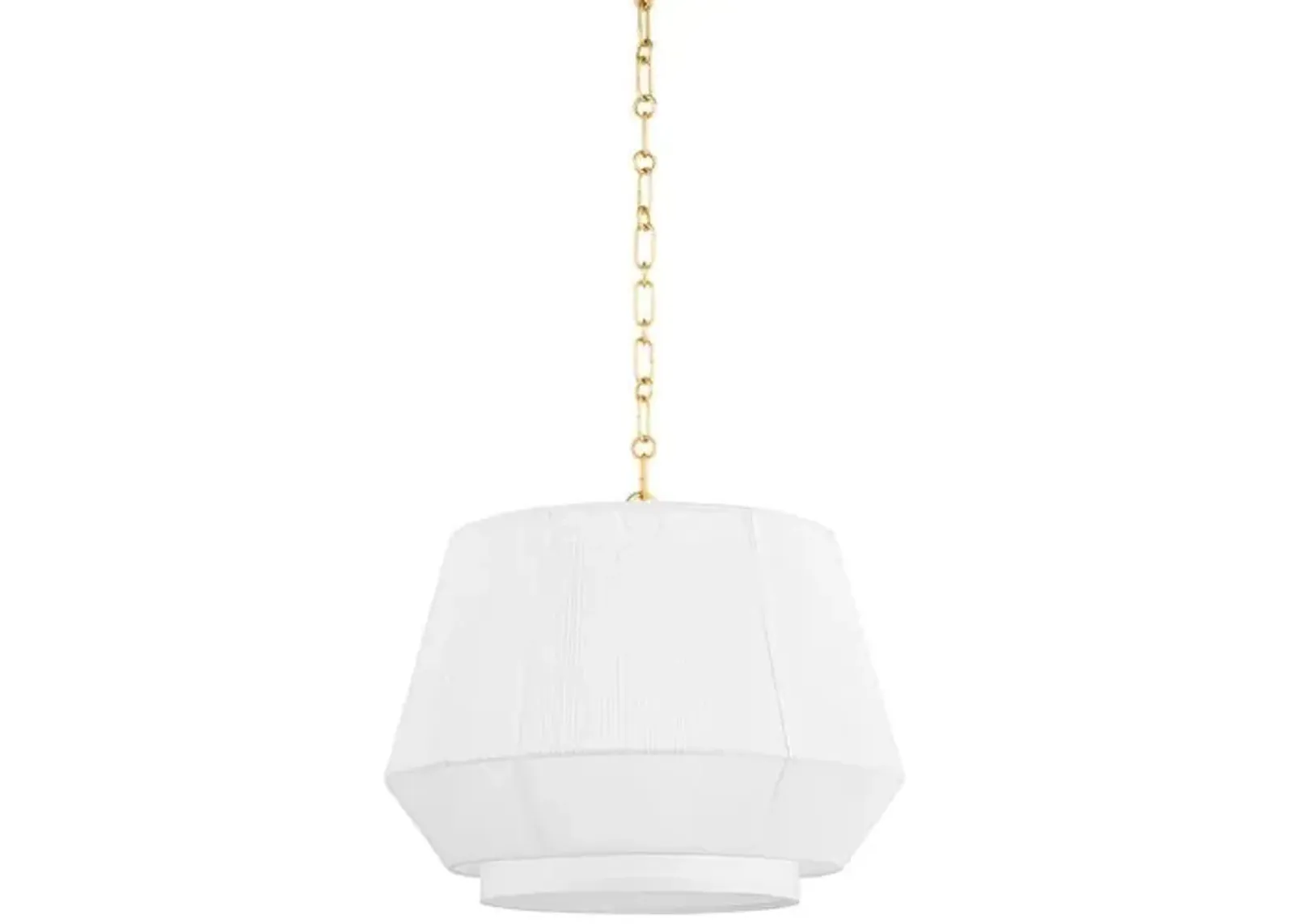 Debi Belgian Linen Pendant - White/Aged Brass - Gold