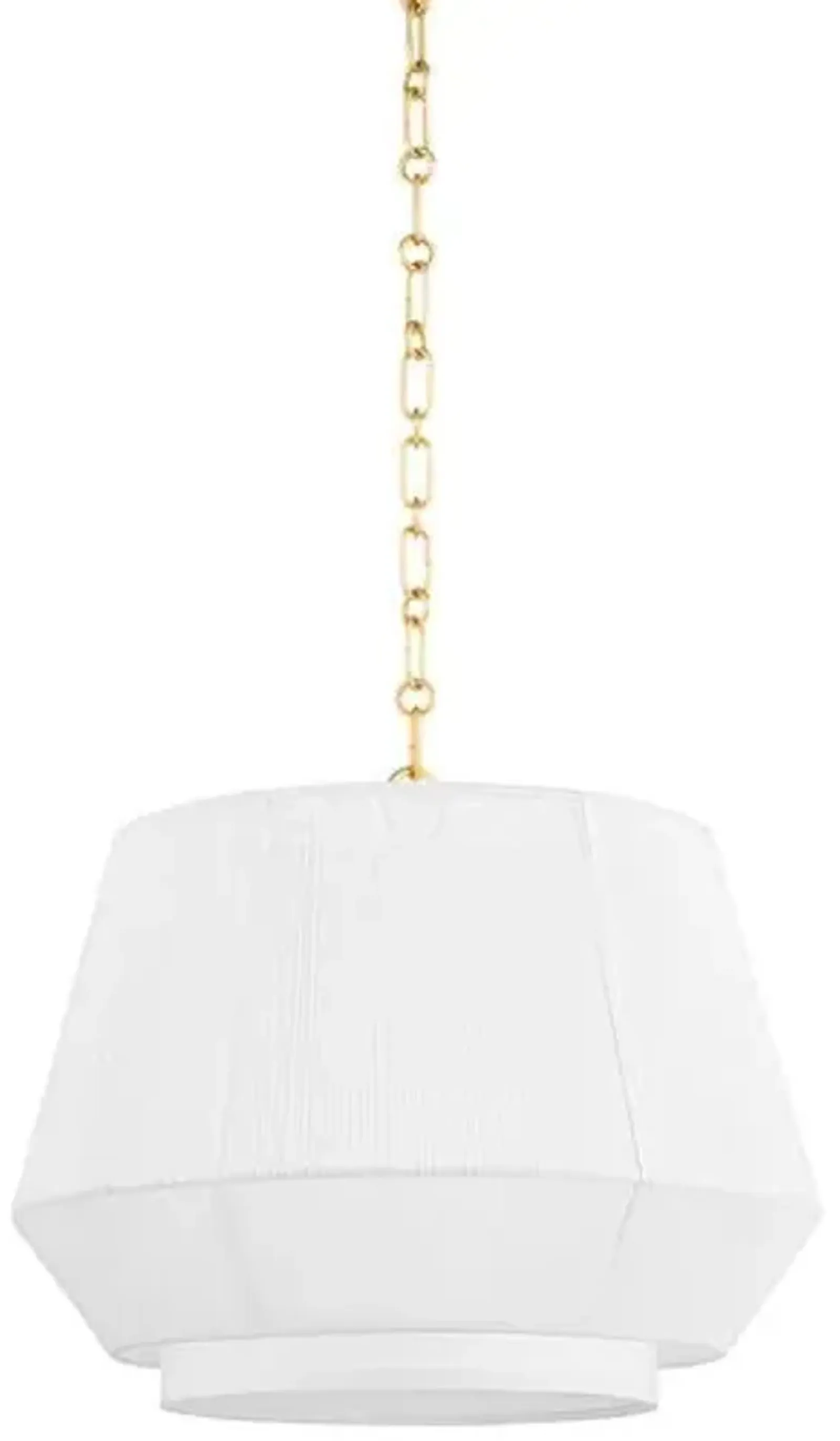 Debi Belgian Linen Pendant - White/Aged Brass - Gold