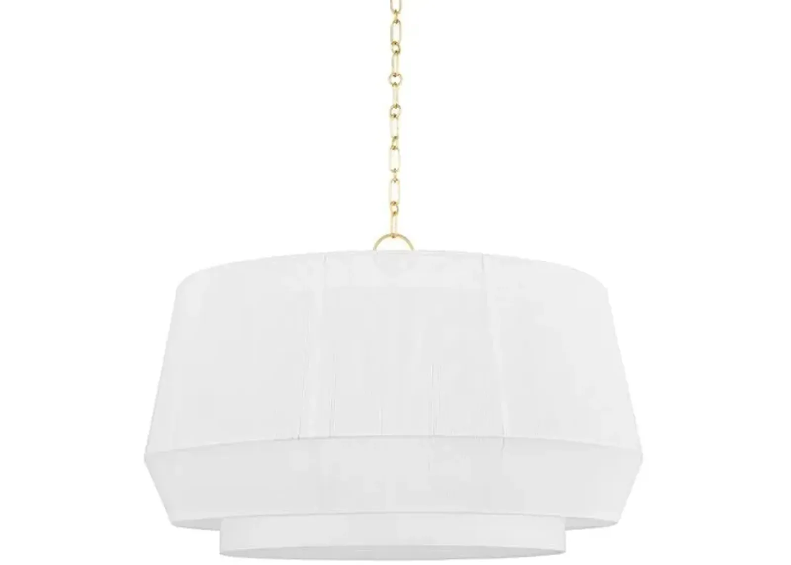 Debi Belgian Linen Pendant - White/Aged Brass - Gold