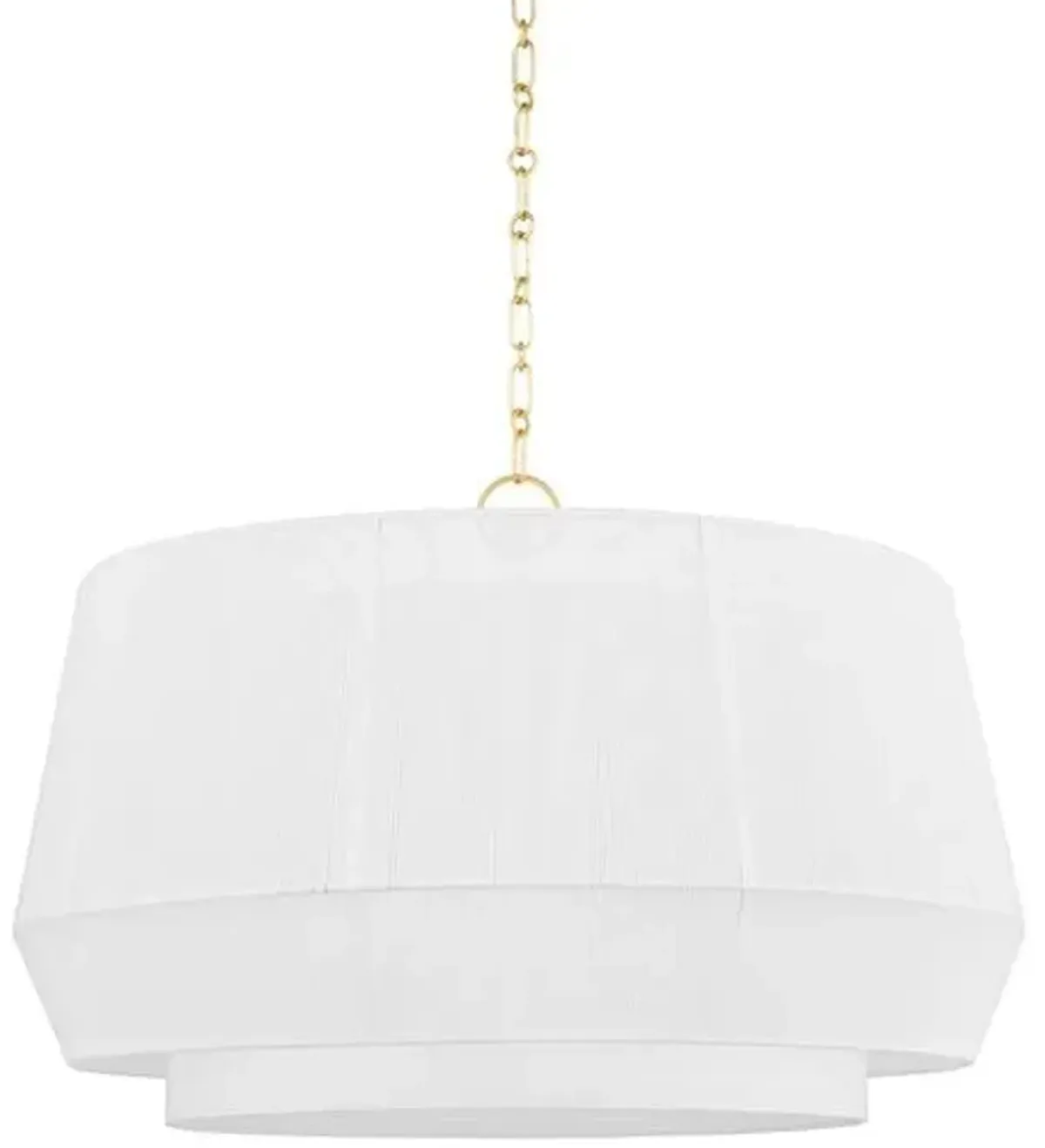 Debi Belgian Linen Pendant - White/Aged Brass - Gold