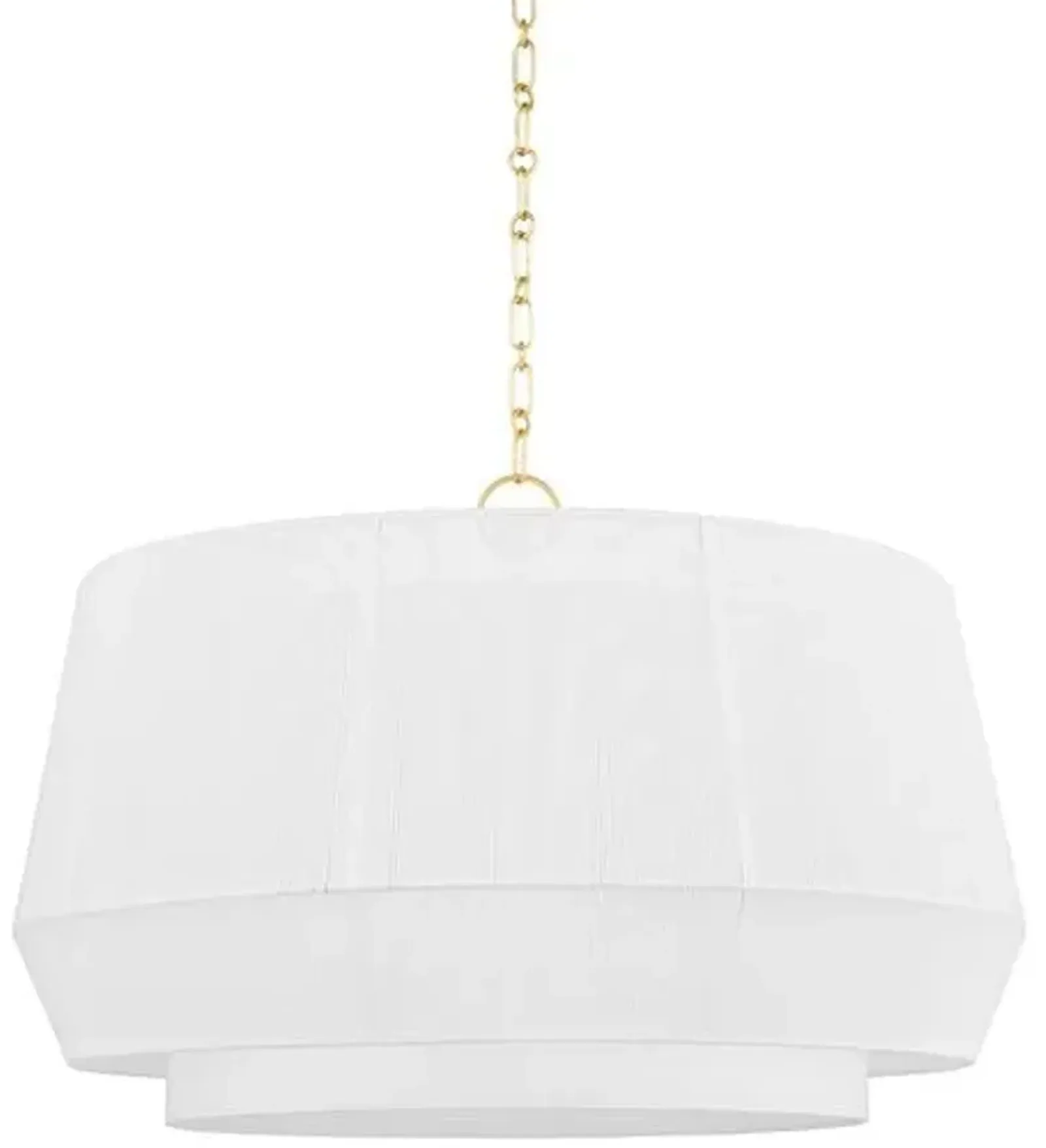 Debi Belgian Linen Pendant - White/Aged Brass - Gold