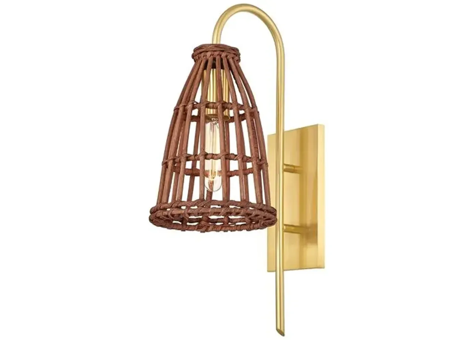 Jordan Rattan Wall Sconce - Aged Brass/Natural - Gold