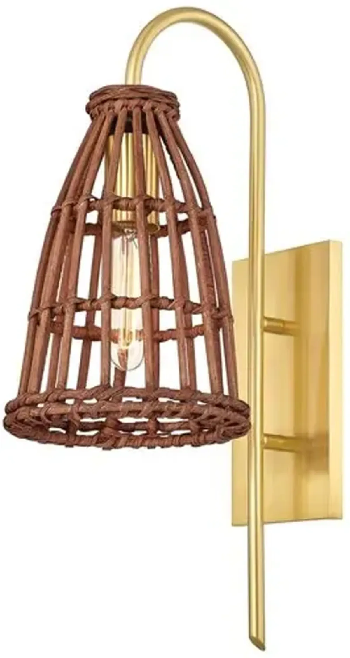 Jordan Rattan Wall Sconce - Aged Brass/Natural - Gold