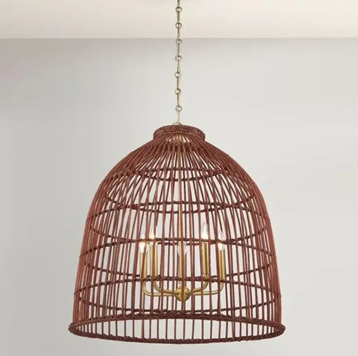 Jordan Rattan Pendant - Aged Brass/Natural - Gold