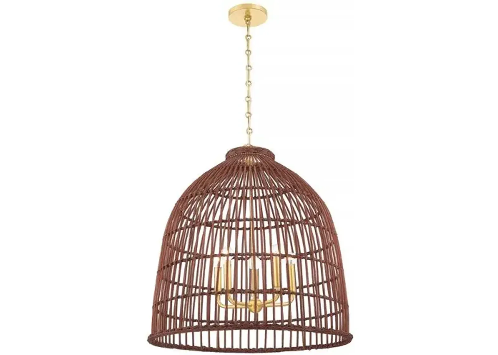 Jordan Rattan Pendant - Aged Brass/Natural - Gold